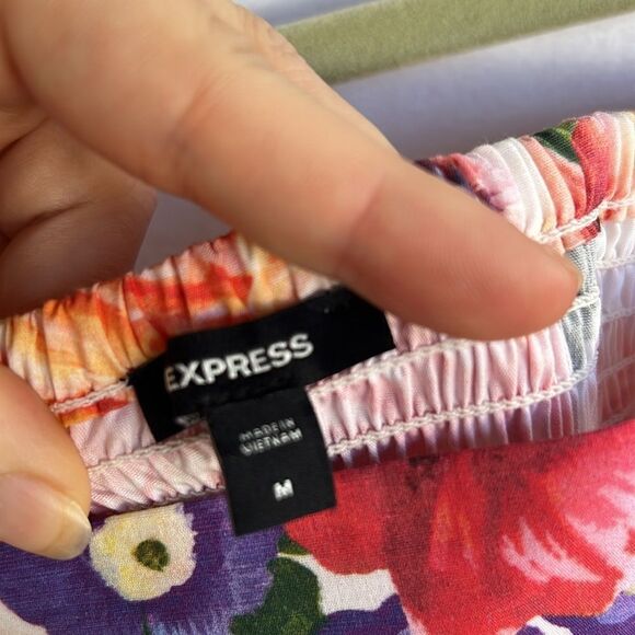 Express Spring Meadow Tiered Puff Sleeve Square Neck Dress M - Picture 5 of 8